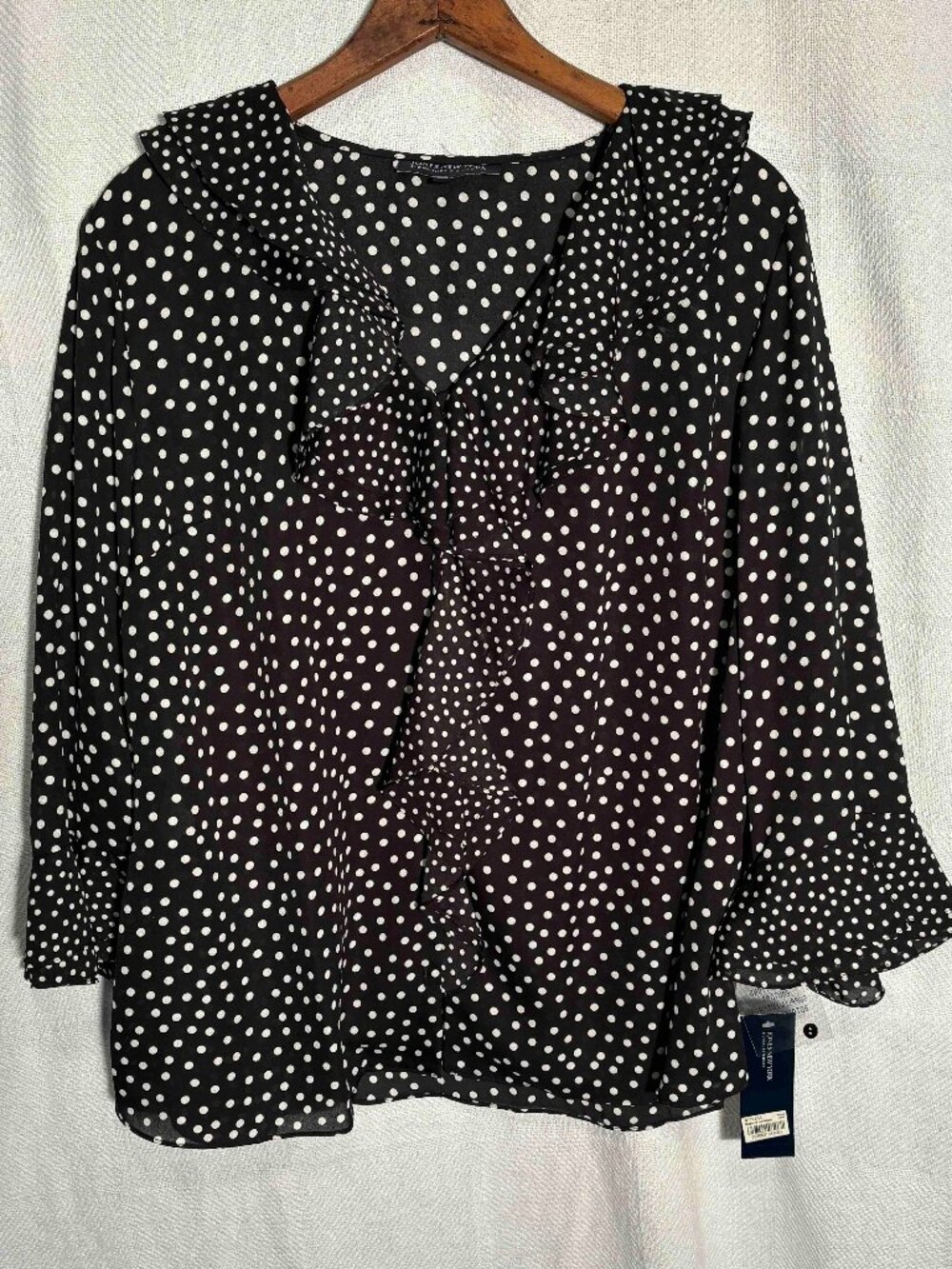 NWT Jones New York Signature 1X Layered Polka Dot Blouse | Flowy Chiffon Top